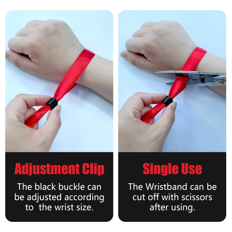 Comflora 100 Pcs Cloth Event Wristband  Disposable Wristbands for Events  Colored Wristbands Events for Lightweight Concert Club Entrance Wrist Strap Party Wristband Event (Color : Red) - Image 4